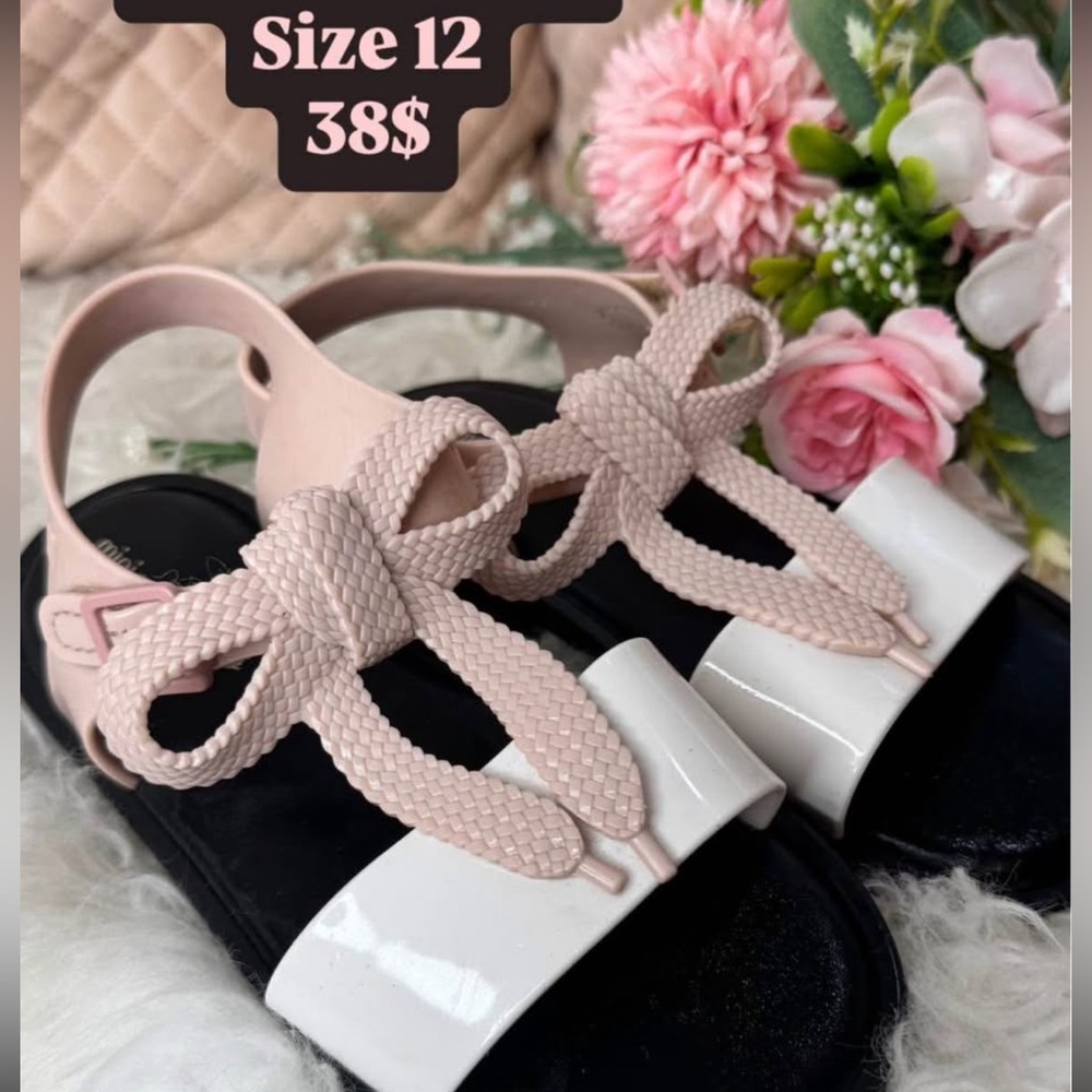 Mini Melissa Pink and White Bow Sandals